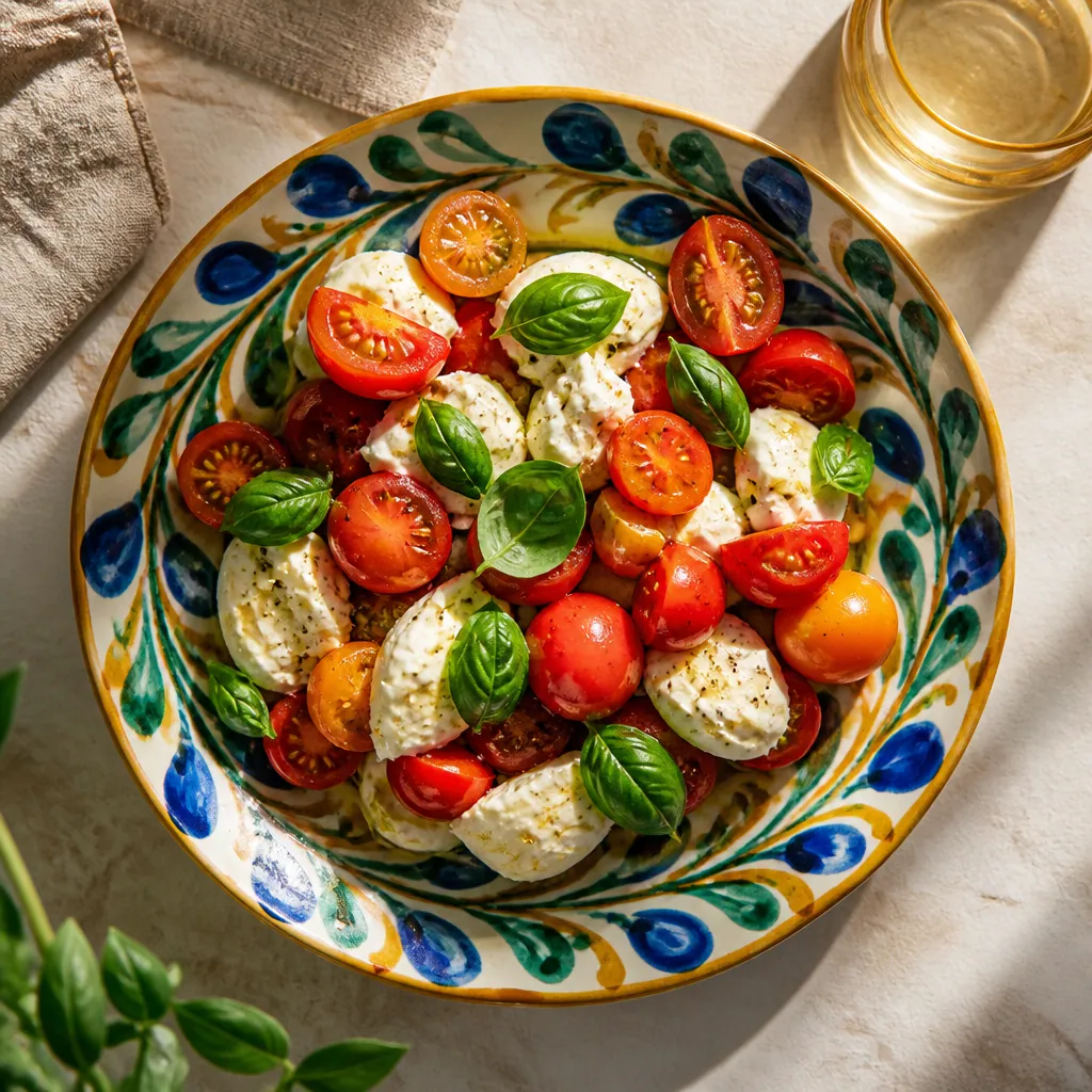 Assiette italienne colorée dressée avec simplicité